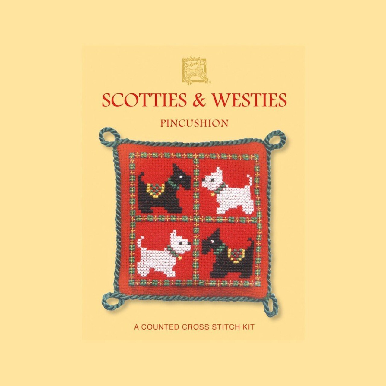 Textile Heritage Pincushion Counted Cross Stitch Kit - Scotties & Westies